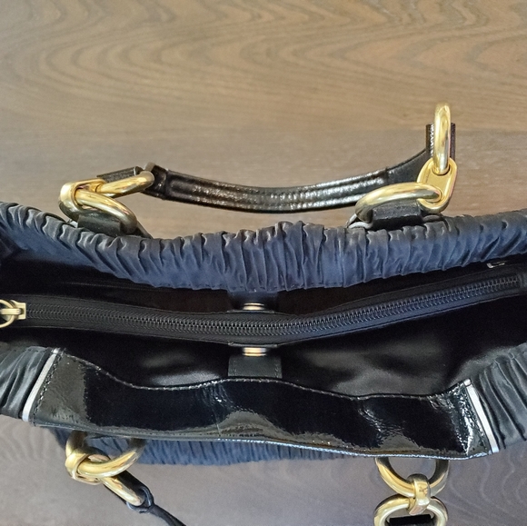 VINTAGE COACH, Ashley Gathered Satin Carryall Tote. BLACK, - Picture 6 of 15